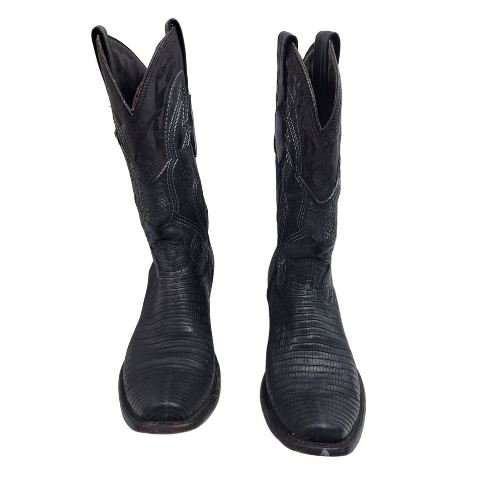 Wild West Men's Western Black Genuine Teju-Lizardskin  Boots Size 8.5  10424-708